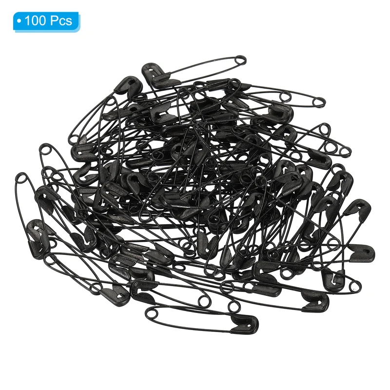 Safety Pins 1.22 Inch Nickle Plated Small Sewing Pins Black 100Pcs