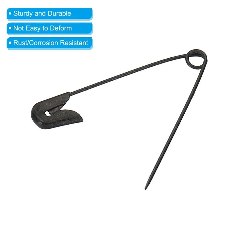 Safety Pins 1.22 Inch Nickle Plated Small Sewing Pins Black 100Pcs