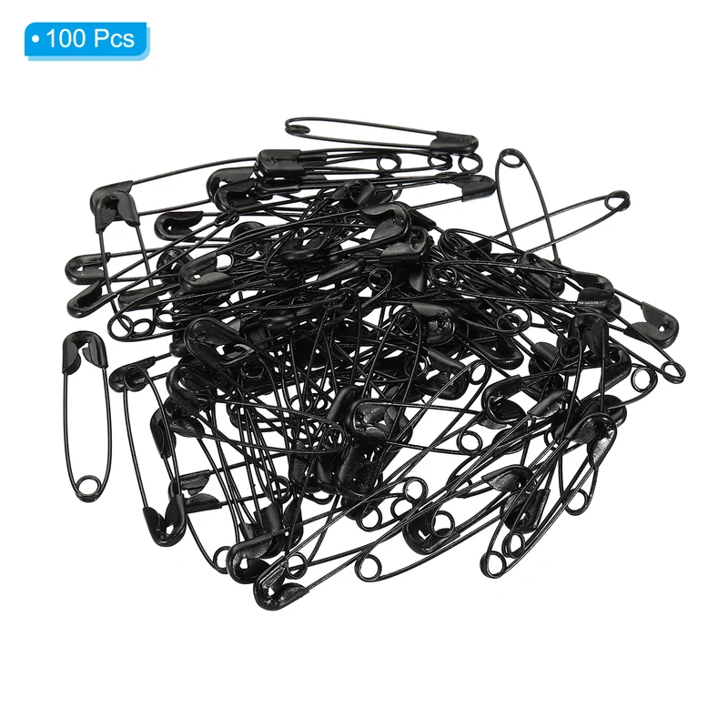 Safety Pins 1.06 Inch Nickle Plated Small Sewing Pins Black 100Pcs