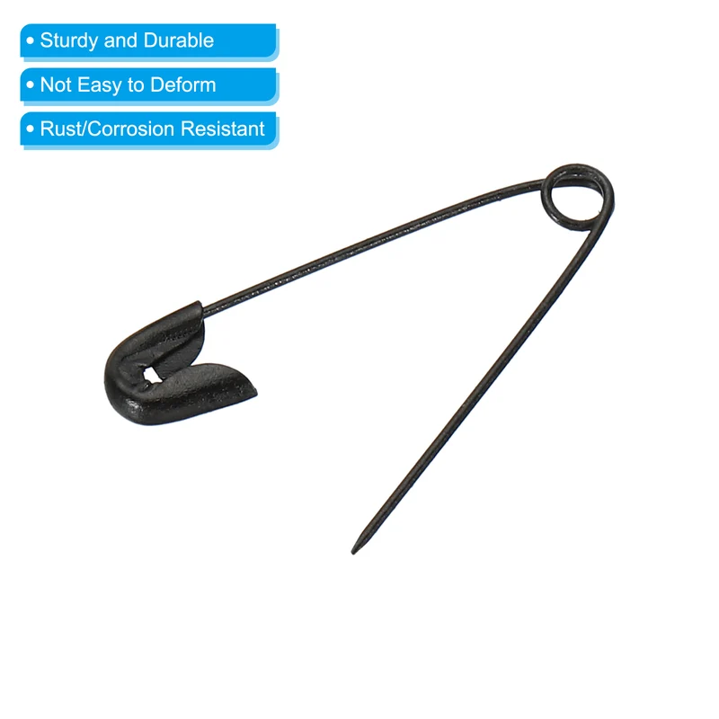 Safety Pins 1.06 Inch Nickle Plated Small Sewing Pins Black 100Pcs