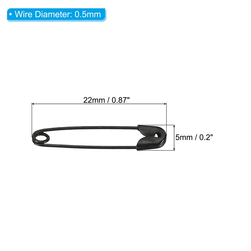 Safety Pins 0.87 Inch Nickle Plated Small Sewing Pins Black 200Pcs