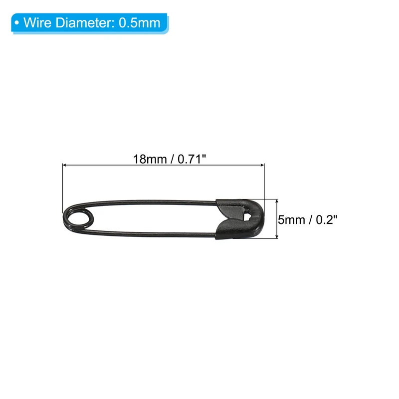 Safety Pins 0.71 Inch Nickle Plated Small Sewing Pins Black 400Pcs