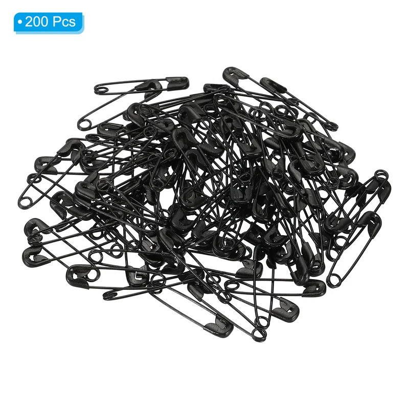 Safety Pins 0.71 Inch Nickle Plated Small Sewing Pins Black 200Pcs