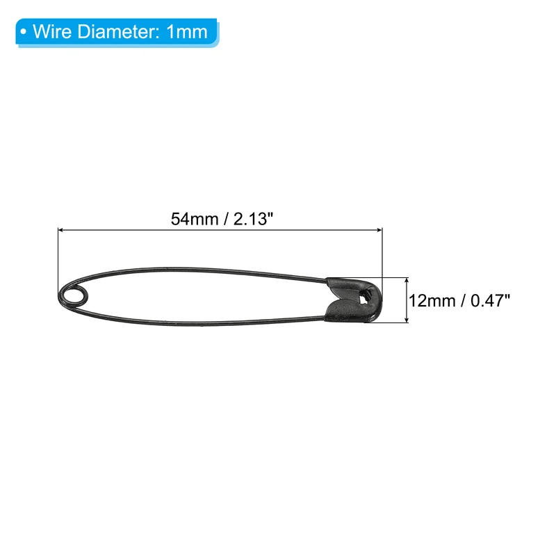 Safety Pins 2.13 Inch Nickle Plated Small Sewing Pins Black 432Pcs