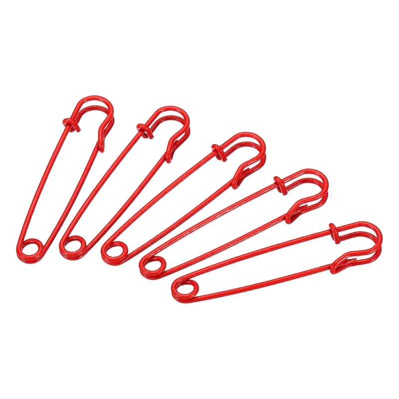 Safety Pins 2.95 Inch Large Metal Sewing Pins Red 30Pcs