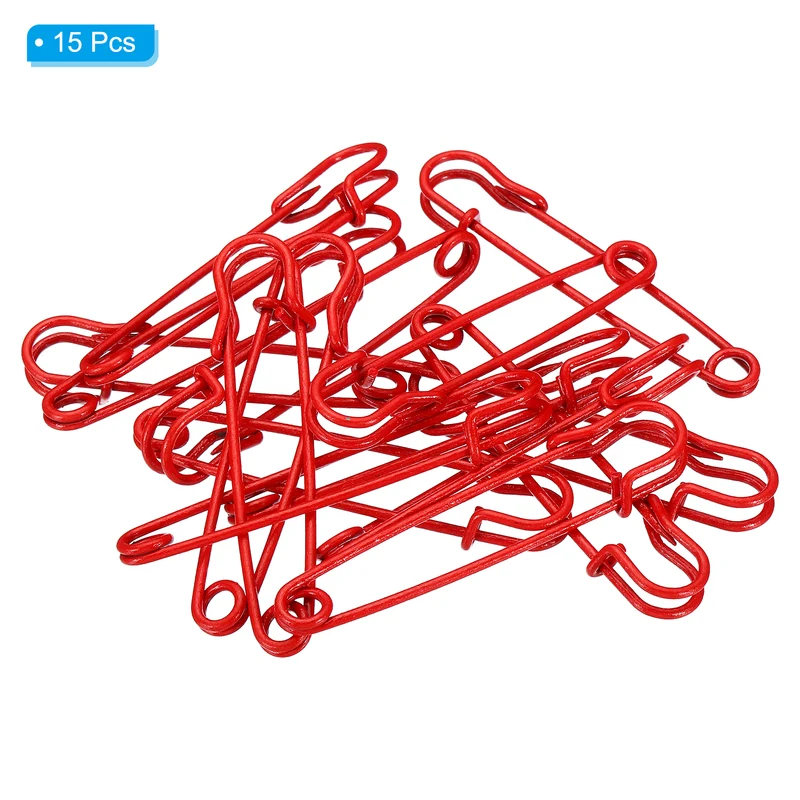 Safety Pins 2.95 Inch Large Metal Sewing Pins Red 15Pcs