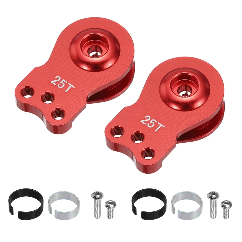 2pcs 25T 3Hole Adjustable Aluminum Arm Servo Horn Red for Car