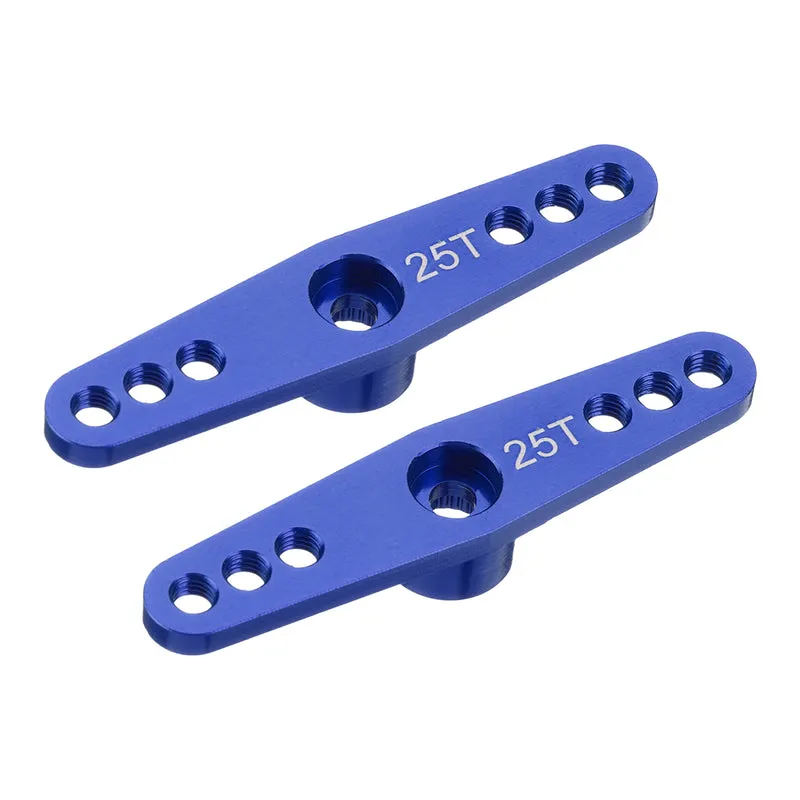 2 Pcs Aluminum Servo Horn 25T Servo Horn Steering Double Arms 47mm Dark Blue