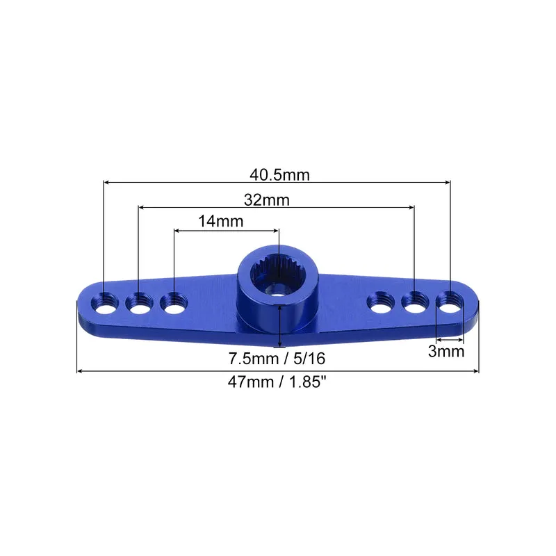 2 Pcs Aluminum Servo Horn 25T Servo Horn Steering Double Arms 47mm Dark Blue