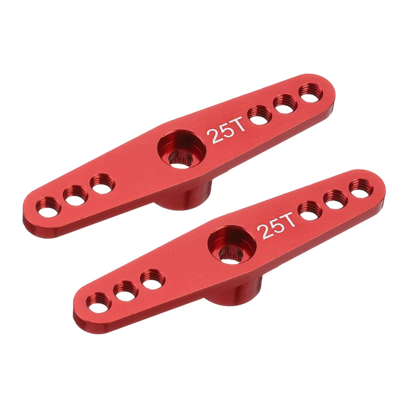 2 Pcs Aluminum Servo Horn 25T Servo Horn Steering Double Arms 47mm Red