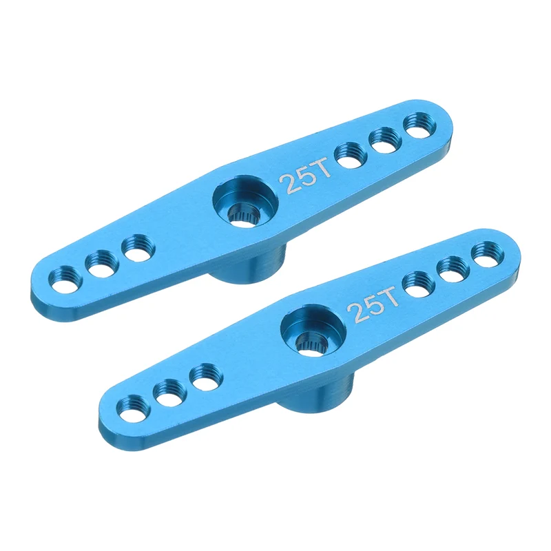 2 Pcs Aluminum Servo Horn 25T Servo Horn Steering Double Arms 47mm Pale Blue