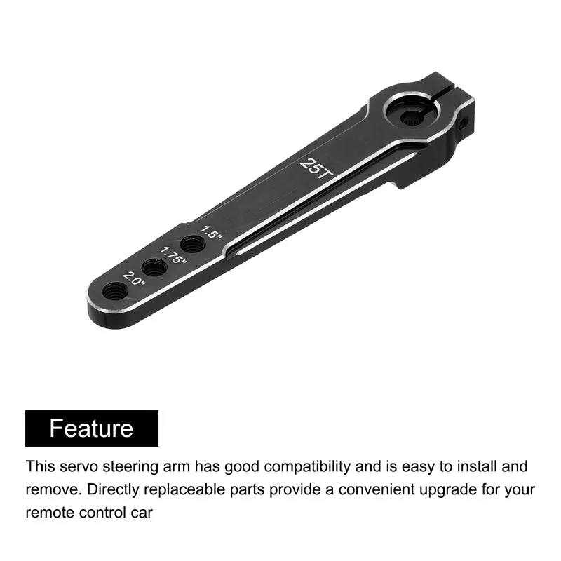 1 Pcs Aluminum Servo Horn Long 25T Steering Arm 63mm Length Black