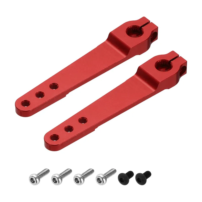 2 Pcs Aluminum Servo Horn Long 25T Steering Arm 63mm Length Red