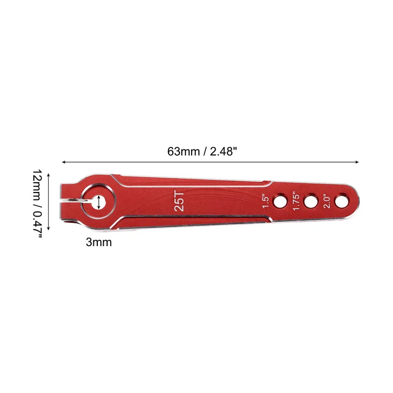 2 Pcs Aluminum Servo Horn Long 25T Steering Arm 63mm Length Red