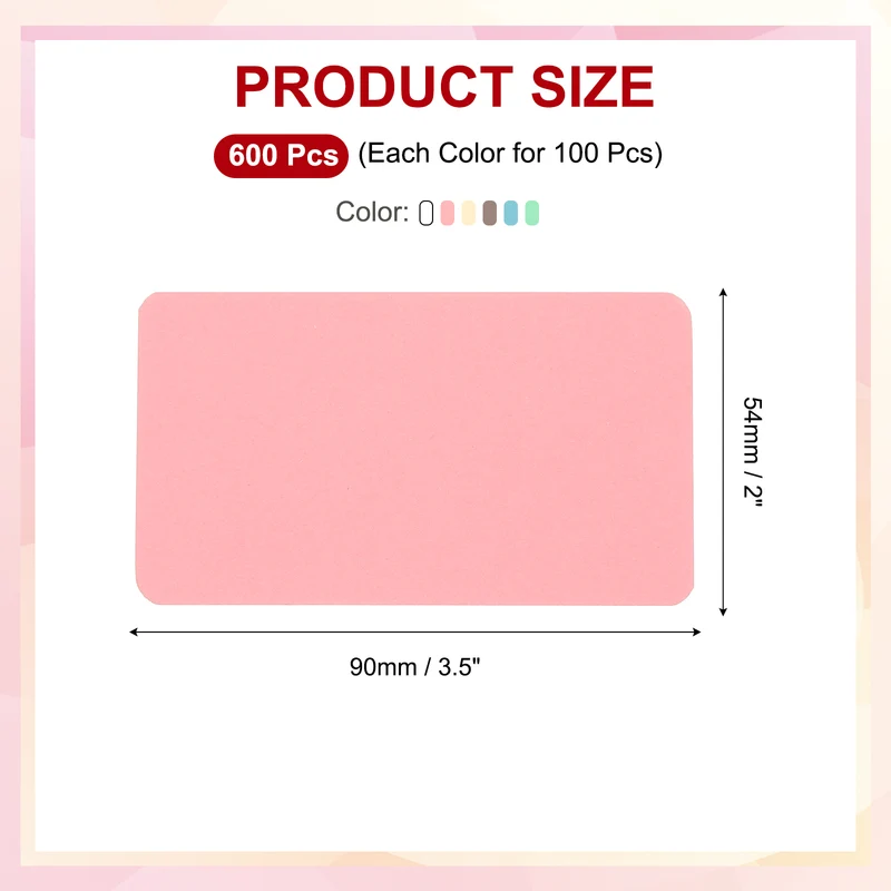 3.5"x2" Blank Business Cards 600Pcs Small Blank Cards Note Paper Card 6 Colors