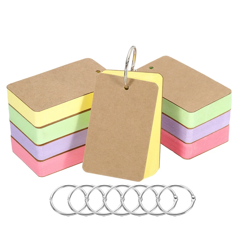 3.5" x 2" Blank Flash Cards with Rings Index Cards Study, Assorted Colors 400pcs