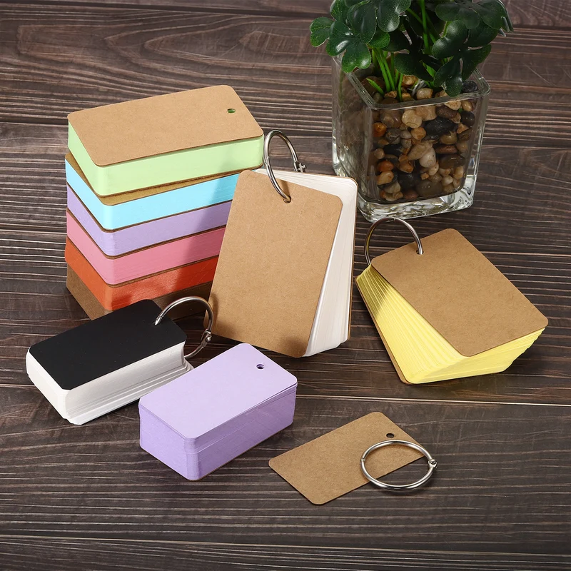 3.5" x 2" Blank Flash Cards with Rings Index Cards Study, Assorted Colors 400pcs