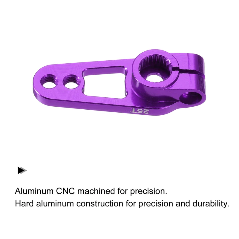 4 Pcs Aluminum Alloy 25T Steering Servo Arm Horn for DIY RC Car, Purple/Black