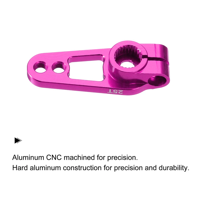 3 Pcs Aluminum Alloy 25T Steering Servo Arm Horn for DIY RC Car, Pink