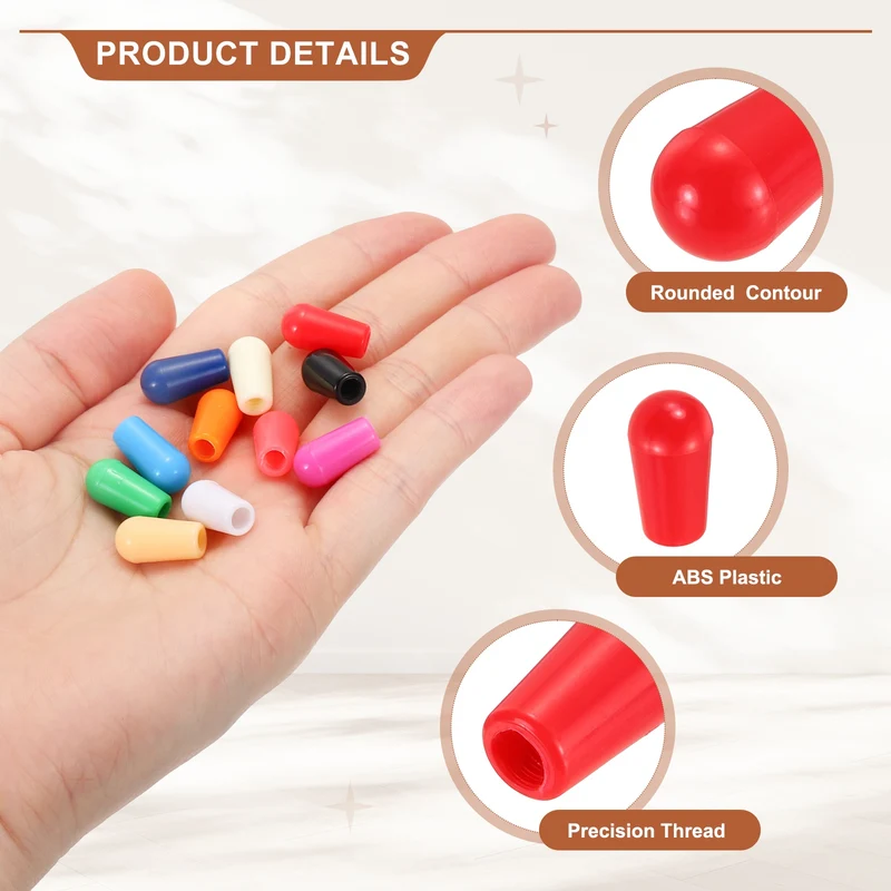 3 Way Guitar Toggle Switch Tip 8/32 Threaded ABS Red 3Pcs