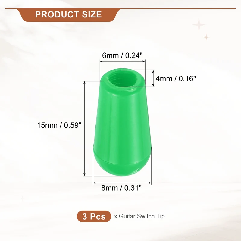 3 Way Guitar Toggle Switch Tip M4 Threaded ABS Green 3Pcs