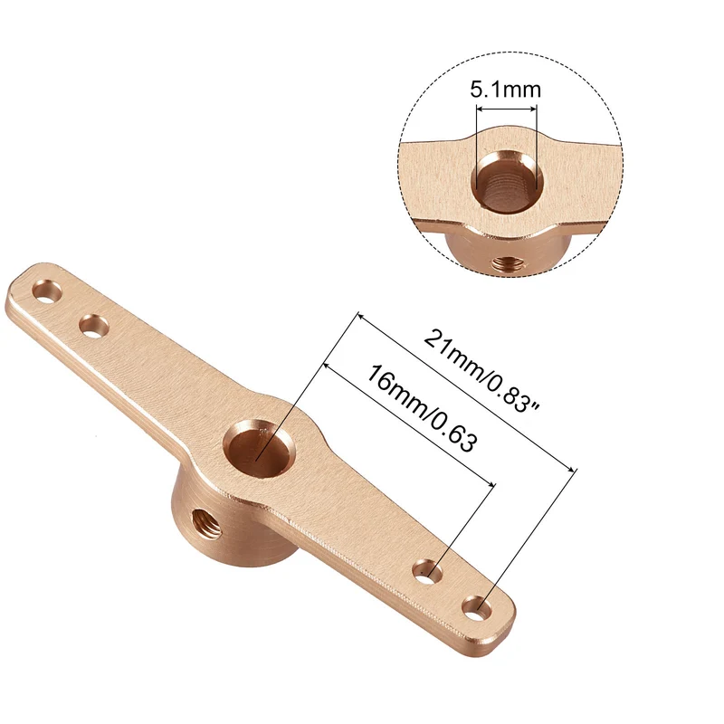 Aluminum Alloy Steering Servo Arm Horn 5.1mm Gold Tone for RC Model