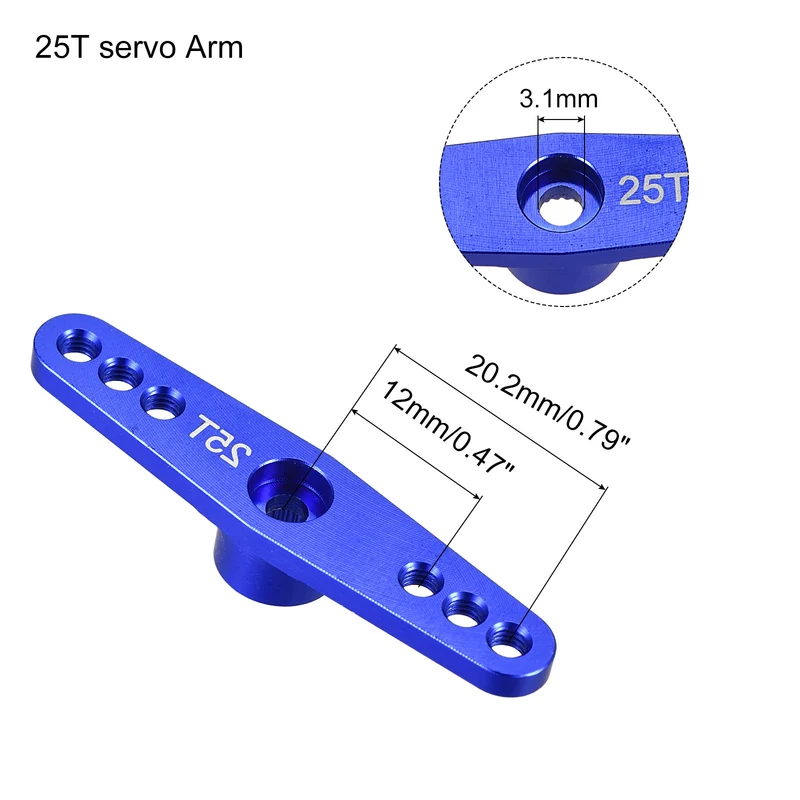 25T Servo Arm Horn Double Offset M3 Dark Blue for Servo Repair Parts Accessories(3.1mm)