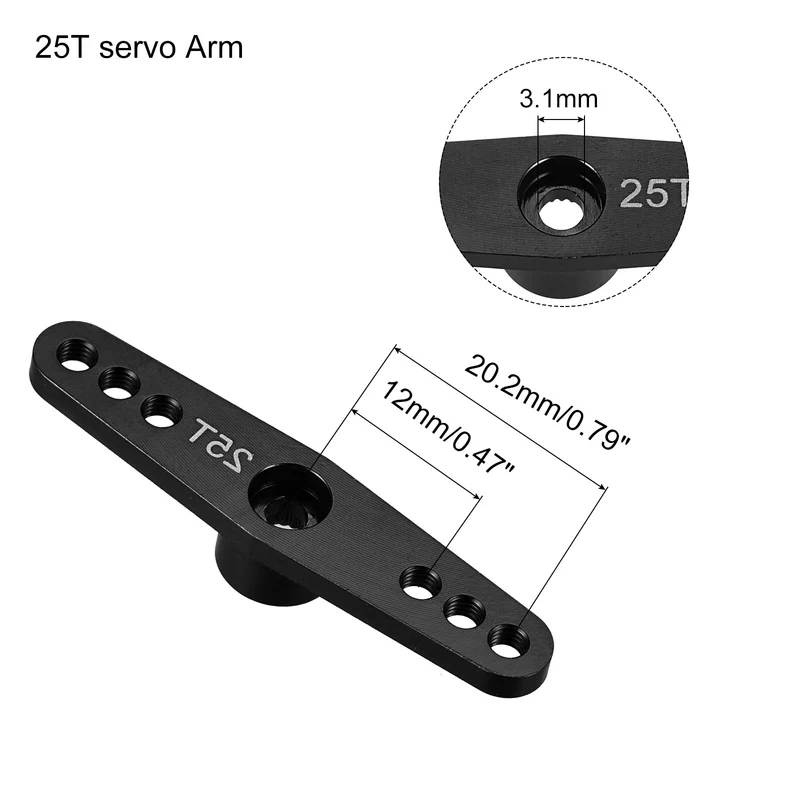 25T Servo Arm Horn Double Offset M3 Black for Servo Repair Parts Accessories(3.1mm)