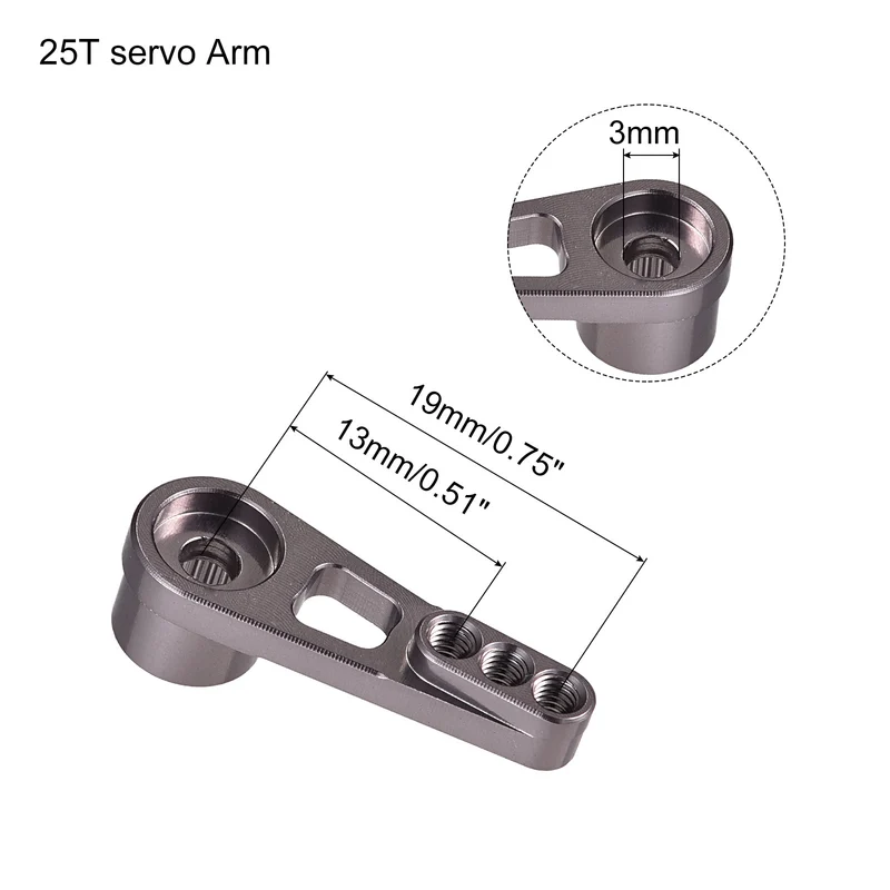 Aluminum Alloy 25T Steering Servo Arm Horn Titanium Color for RC Boat Repair Parts Accessories(3mm)