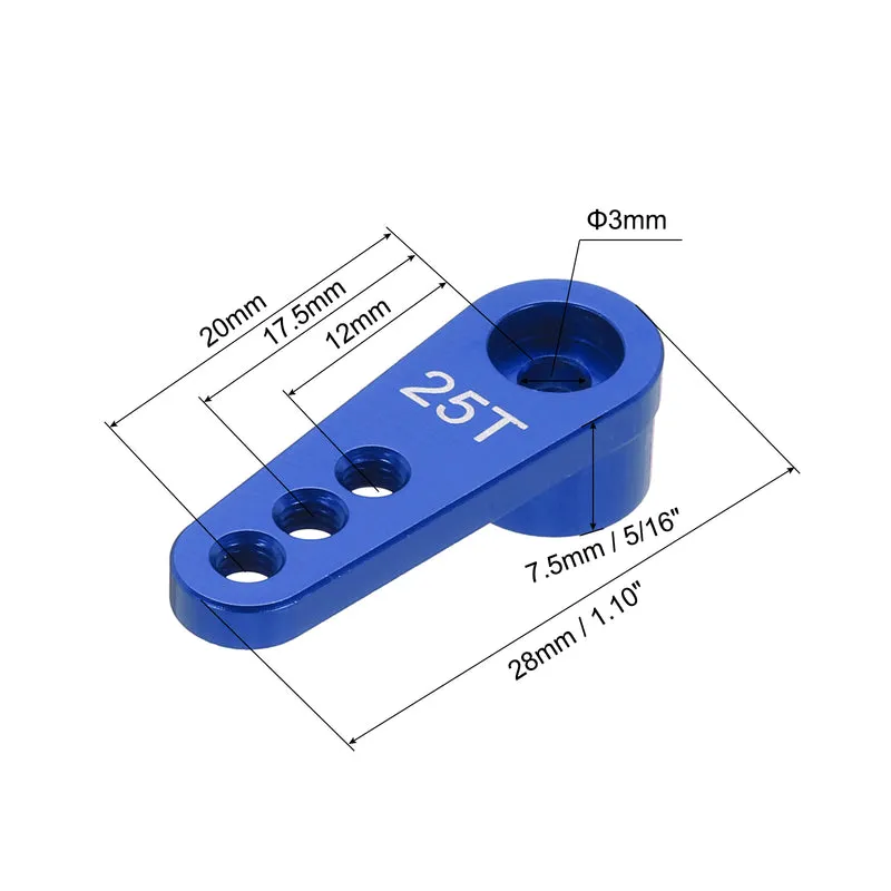 5 Pcs Aluminum Servo Horn 25T Servo Horn Steering Short Arm 28mm Deep Blue
