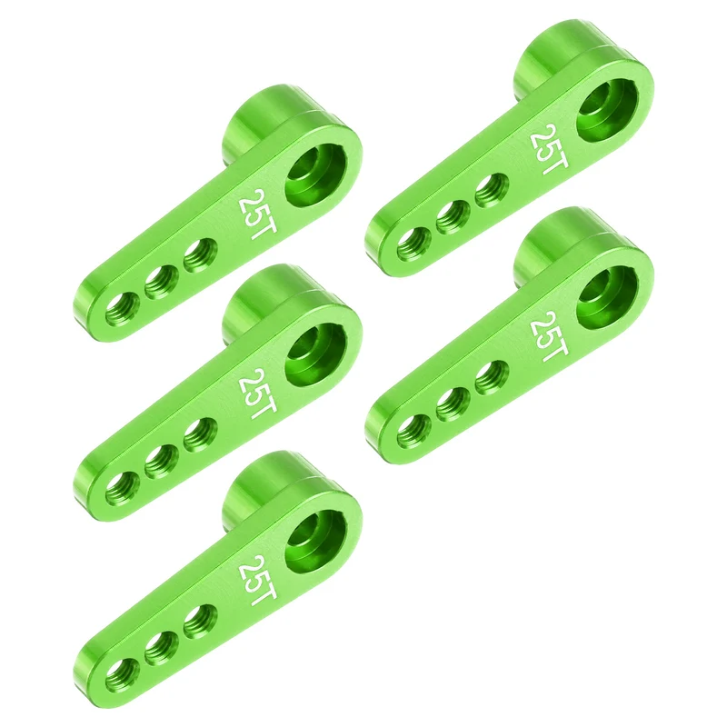5 Pcs Aluminum Servo Horn 25T Servo Horn Steering Short Arm 28mm Length Green
