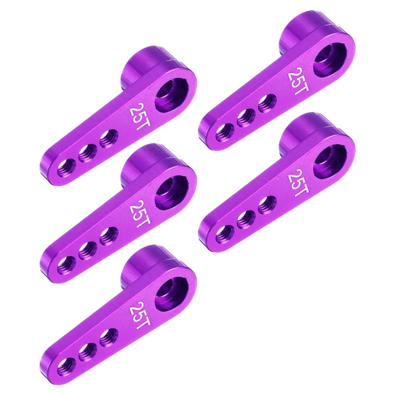 5 Pcs Aluminum Servo Horn 25T Servo Horn Steering Short Arm 28mm Length Purple