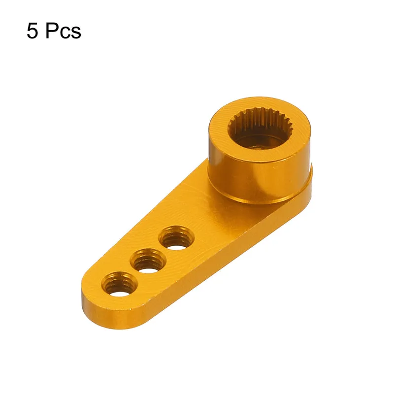 5 Pcs Aluminum Servo Horn 25T Servo Horn Steering Short Arm 28mm Length Gold Suitable for DIY RC Car/Boat/Airplanes Boat Model Accessories
