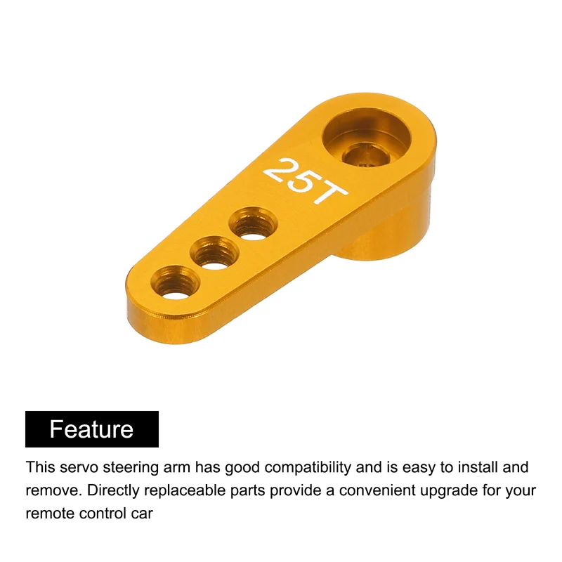 5 Pcs Aluminum Servo Horn 25T Servo Horn Steering Short Arm 28mm Length Gold Suitable for DIY RC Car/Boat/Airplanes Boat Model Accessories