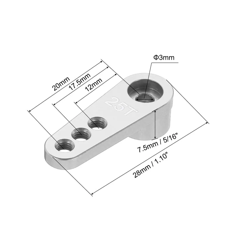 5 Pcs Aluminum Servo Horn 25T Servo Horn Steering Short Arm 28mm Silver