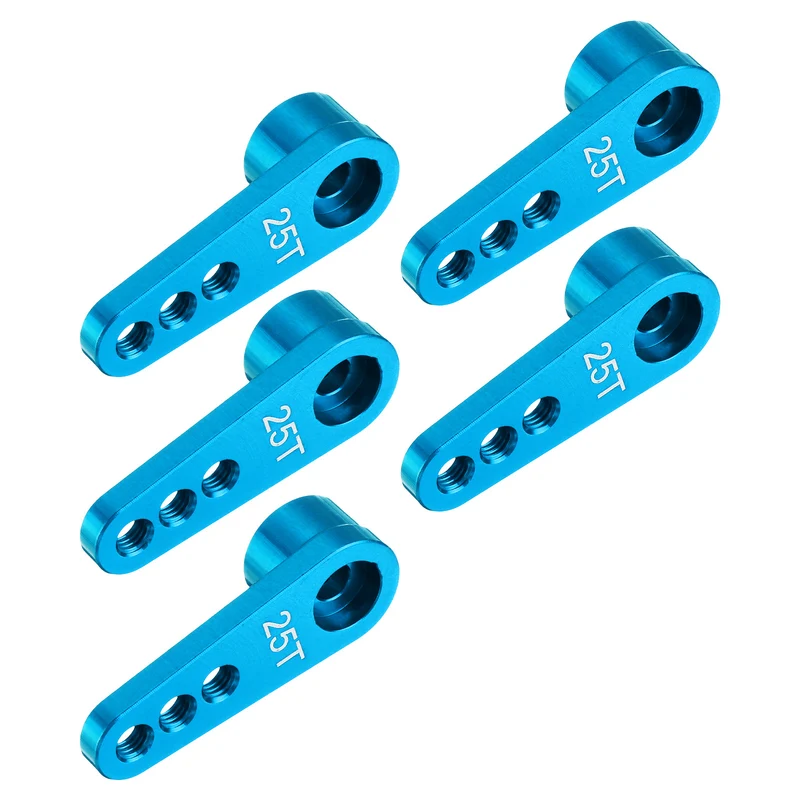 5 Pcs Aluminum Servo Horn 25T Servo Horn Steering Short Arm 28mm Length Blue