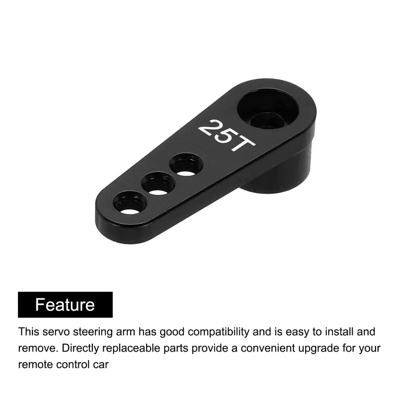 5 Pcs Aluminum Servo Horn 25T Servo Horn Steering Short Arm 28mm Length Black Suitable for DIY RC Car/Boat/Airplanes Boat Model Accessories