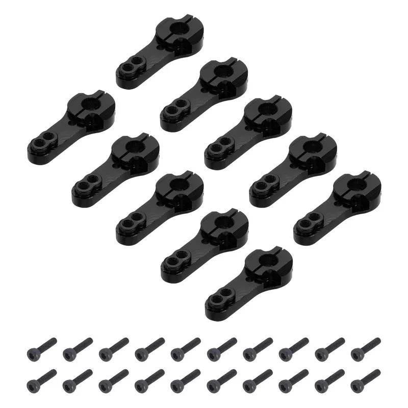 10 Pcs Aluminum Servo Horn 25T Steering Arm 35mm Length Black Suitable for DIY RC Car/Boat/Airplanes Boat Model Accessories with 2 Pcs Screws