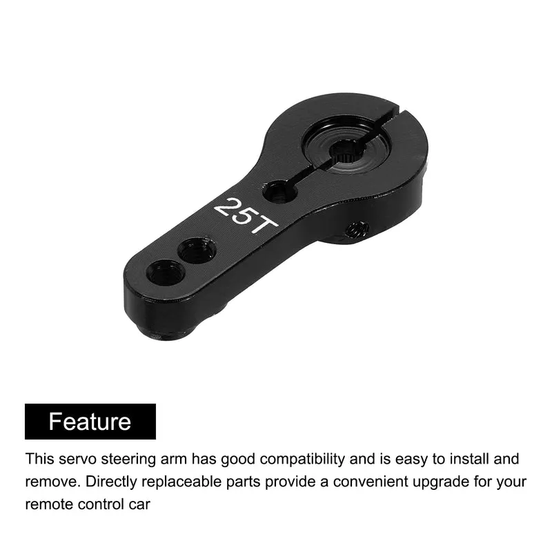 10 Pcs Aluminum Servo Horn 25T Steering Arm 35mm Length Black Suitable for DIY RC Car/Boat/Airplanes Boat Model Accessories with 2 Pcs Screws