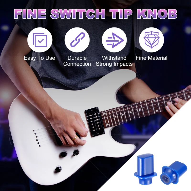 6Pcs Guitar 3/5 Way Pickup Switch Tip Plastic Cross-Slot Knob Tip, Blue