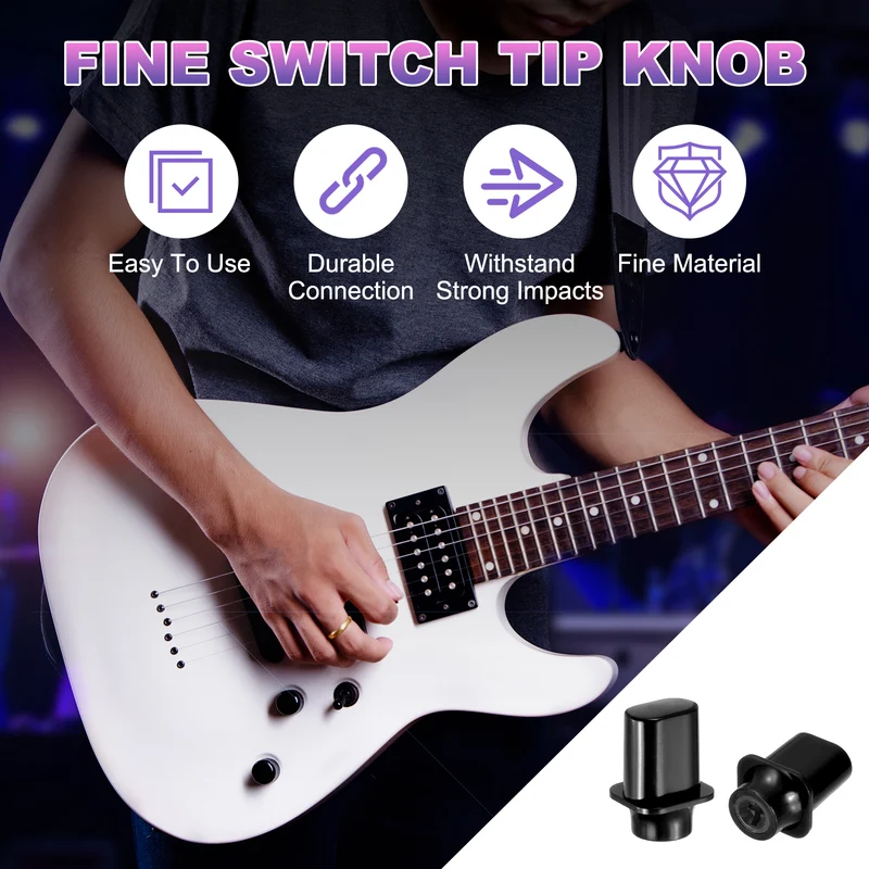 6Pcs Guitar 3/5 Way Pickup Switch Tip Plastic Cross-Slot Knob Tip, Black