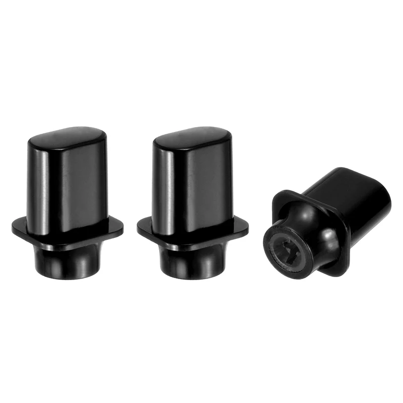 3Pcs Guitar 3/5 Way Pickup Switch Tip Plastic Cross-Slot Knob Tip, Black