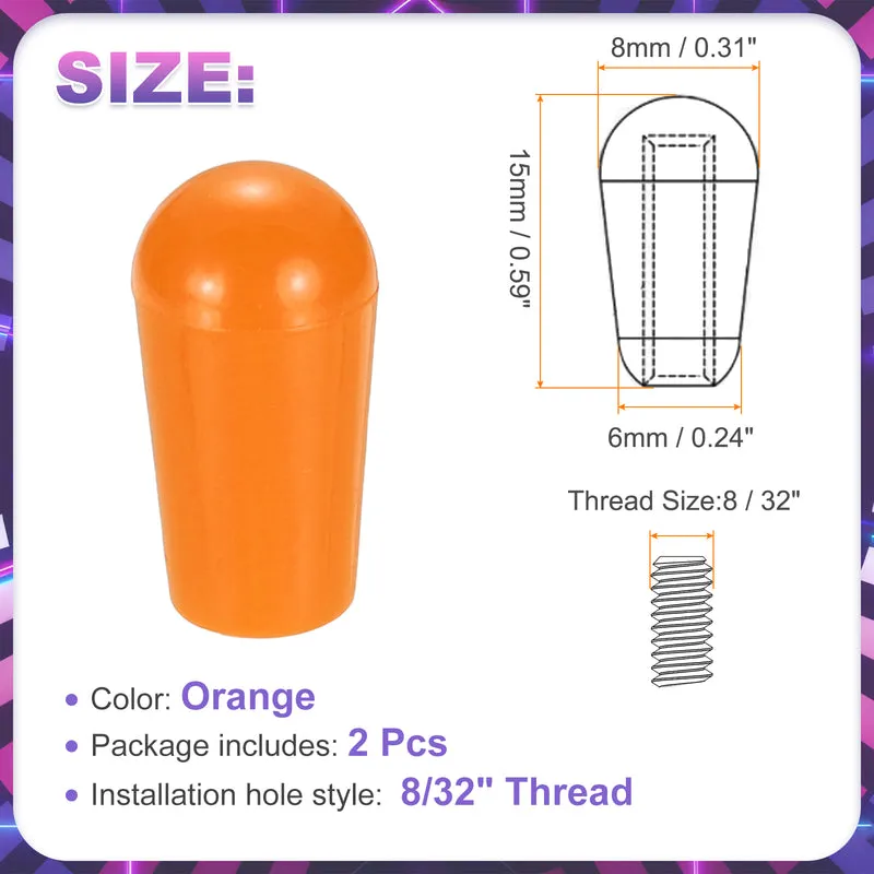 2 Pcs Switch Tip Knob for Electric Guitar, 8/32" Thread, Orange
