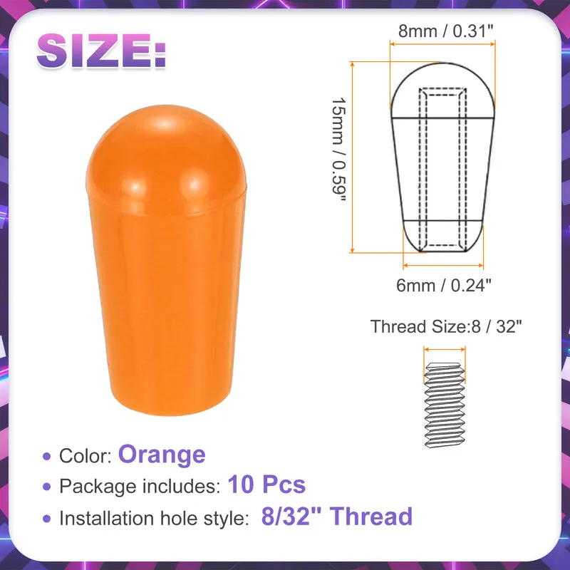 10 Pcs Switch Tip Knob for Electric Guitar, 8/32" Thread, Orange
