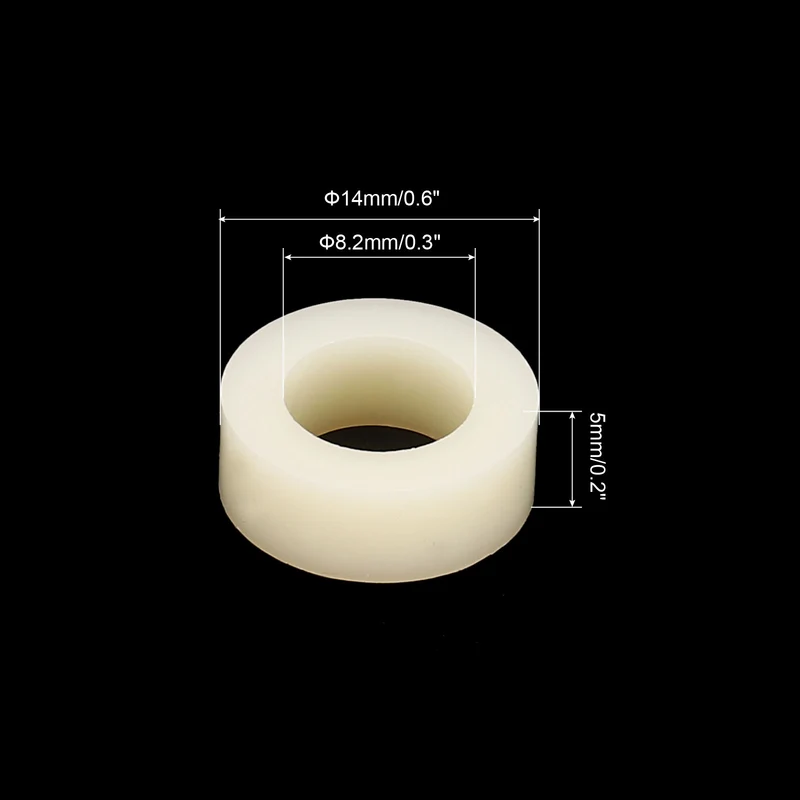 Round Spacer Washer Set, 100 Pcs 8.2mm ID, 14mm OD, 5mm Length for M8 Screws