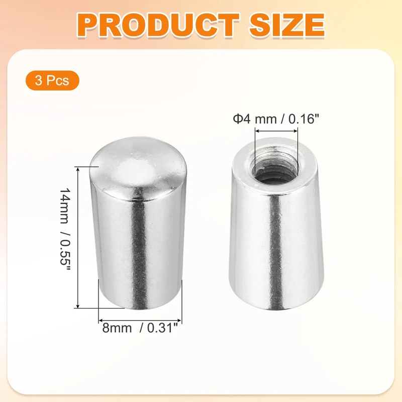 3 Way Guitar Toggle Switch Tip M4 Brass Threaded Silver 3Pcs