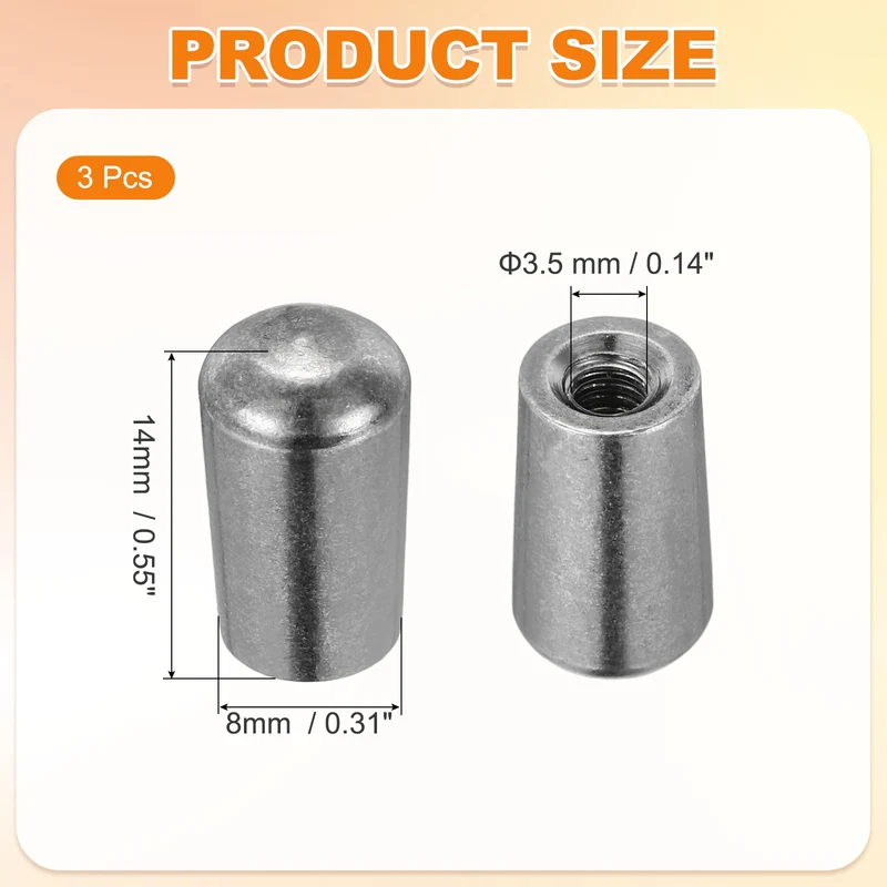 3 Way Guitar Toggle Switch Tip M3.5 Brass Threaded Matte Black 3Pcs