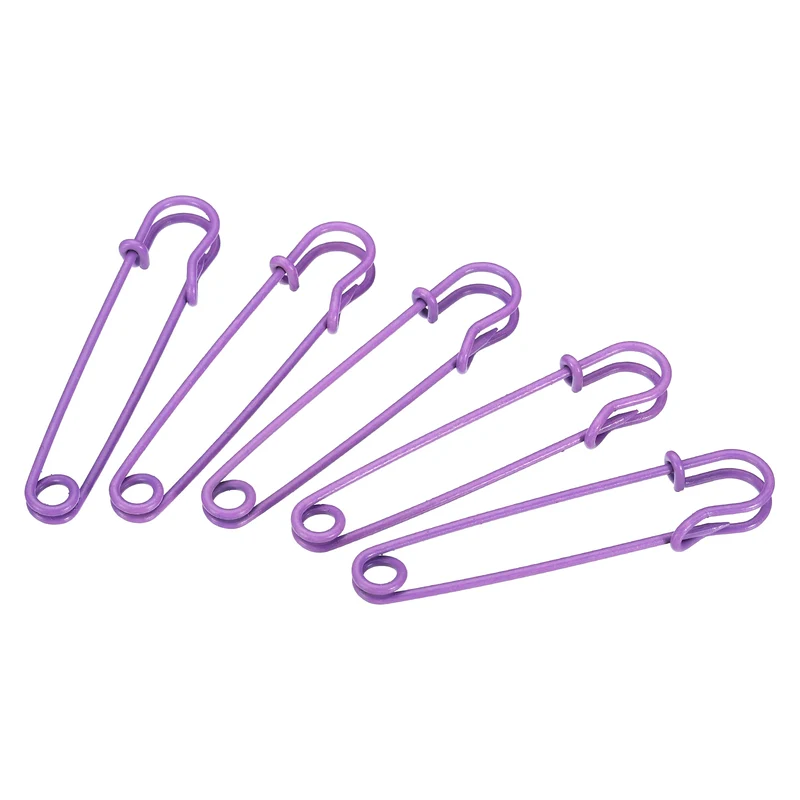 Safety Pins 2.95 Inch Large Metal Sewing Pins Purple 15Pcs