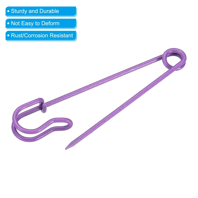 Safety Pins 2.95 Inch Large Metal Sewing Pins Purple 15Pcs