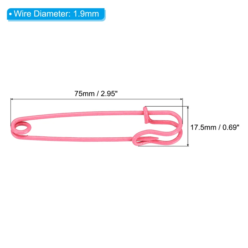 Safety Pins 2.95 Inch Large Metal Sewing Pins Pink 30Pcs